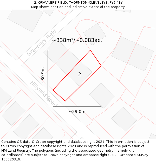 2, GRAVNERS FIELD, THORNTON-CLEVELEYS, FY5 4EY: Plot and title map