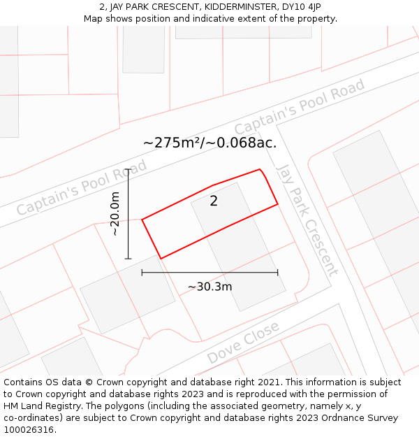 2, JAY PARK CRESCENT, KIDDERMINSTER, DY10 4JP: Plot and title map