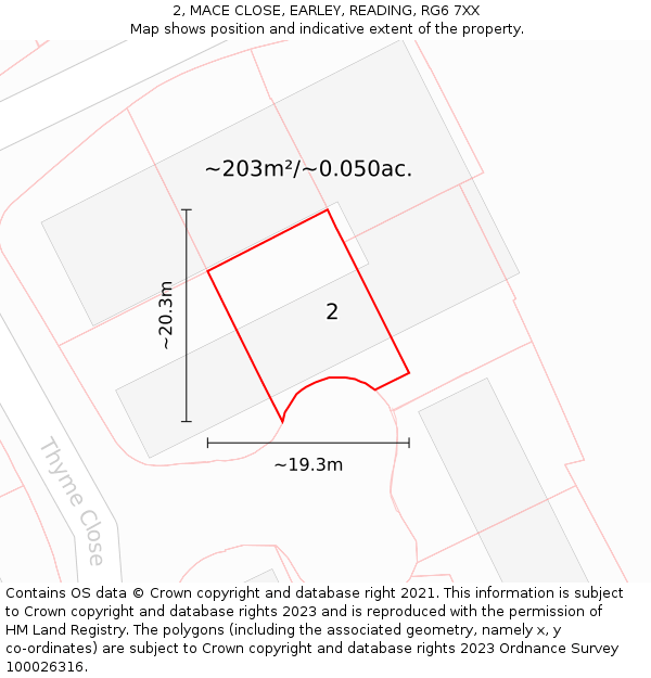 2, MACE CLOSE, EARLEY, READING, RG6 7XX: Plot and title map