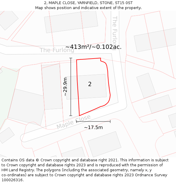 2, MAPLE CLOSE, YARNFIELD, STONE, ST15 0ST: Plot and title map