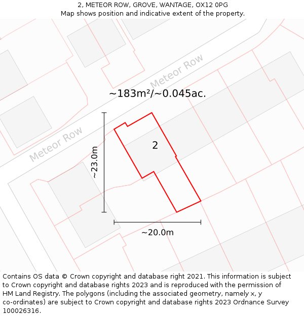 2, METEOR ROW, GROVE, WANTAGE, OX12 0PG: Plot and title map
