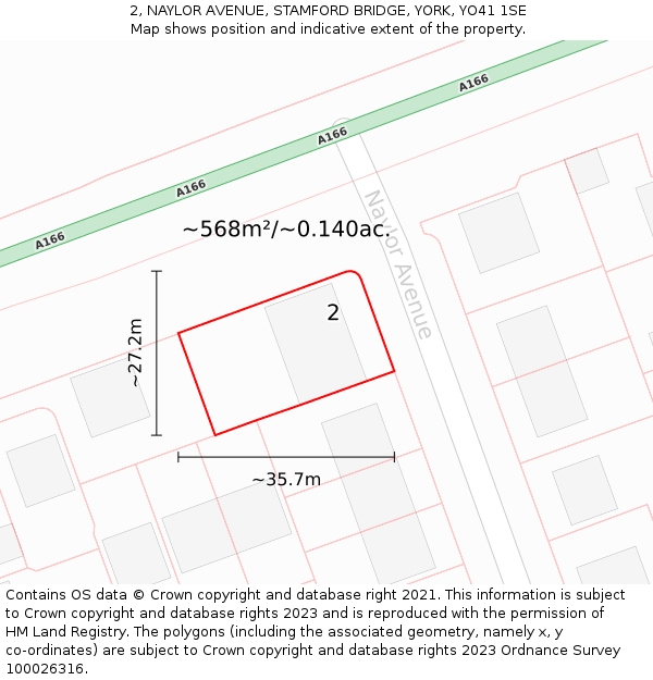 2, NAYLOR AVENUE, STAMFORD BRIDGE, YORK, YO41 1SE: Plot and title map