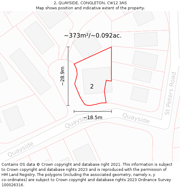 2, QUAYSIDE, CONGLETON, CW12 3AS: Plot and title map