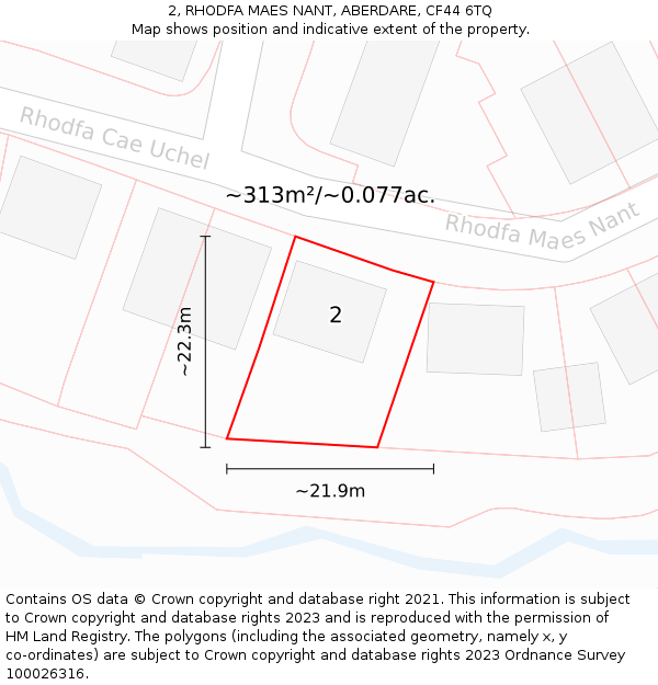 2, RHODFA MAES NANT, ABERDARE, CF44 6TQ: Plot and title map