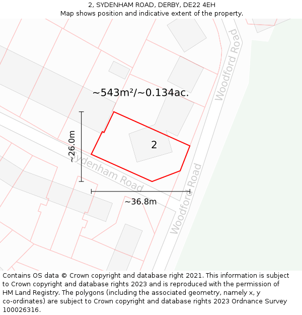 2, SYDENHAM ROAD, DERBY, DE22 4EH: Plot and title map