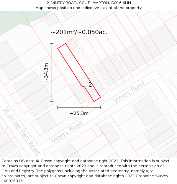2, VINERY ROAD, SOUTHAMPTON, SO16 6HN: Plot and title map