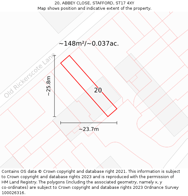 20, ABBEY CLOSE, STAFFORD, ST17 4XY: Plot and title map