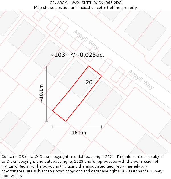 20, ARGYLL WAY, SMETHWICK, B66 2DG: Plot and title map