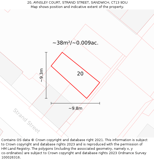 20, AYNSLEY COURT, STRAND STREET, SANDWICH, CT13 9DU: Plot and title map