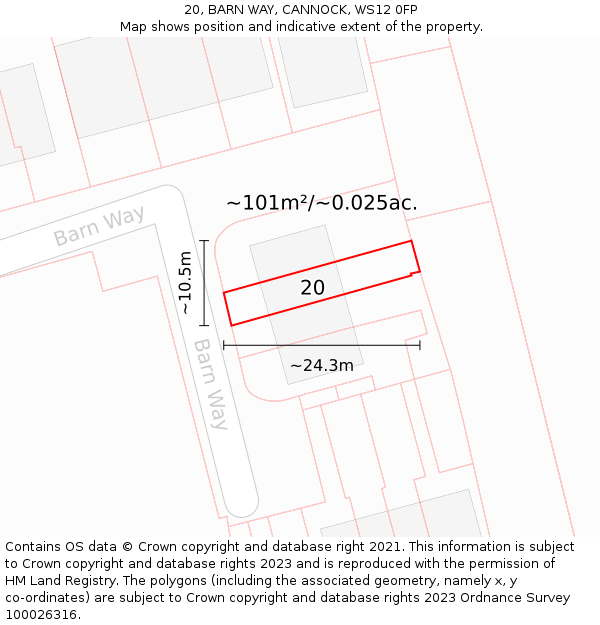 20, BARN WAY, CANNOCK, WS12 0FP: Plot and title map