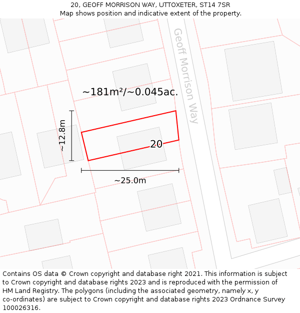 20, GEOFF MORRISON WAY, UTTOXETER, ST14 7SR: Plot and title map