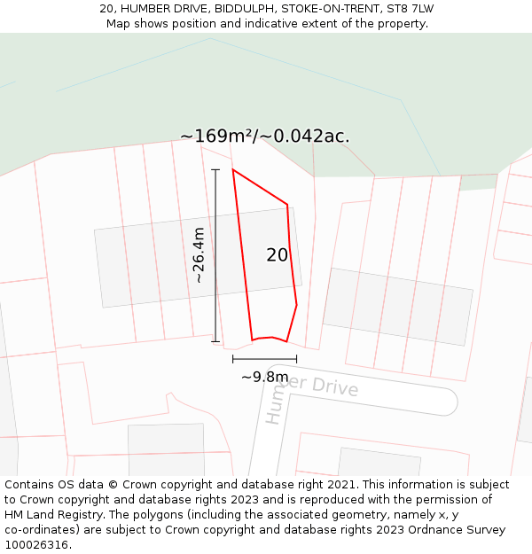 20, HUMBER DRIVE, BIDDULPH, STOKE-ON-TRENT, ST8 7LW: Plot and title map