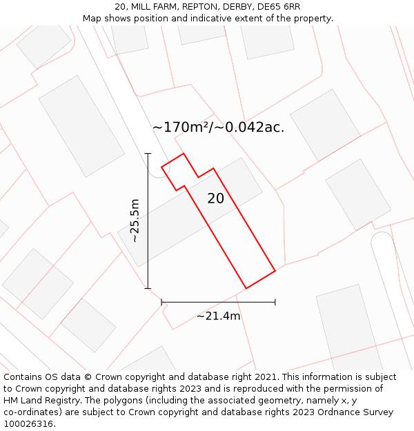 20, MILL FARM, REPTON, DERBY, DE65 6RR: Plot and title map