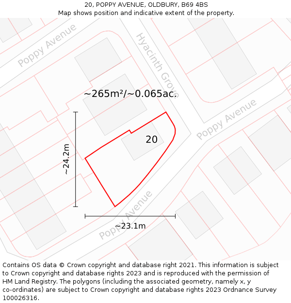 20, POPPY AVENUE, OLDBURY, B69 4BS: Plot and title map