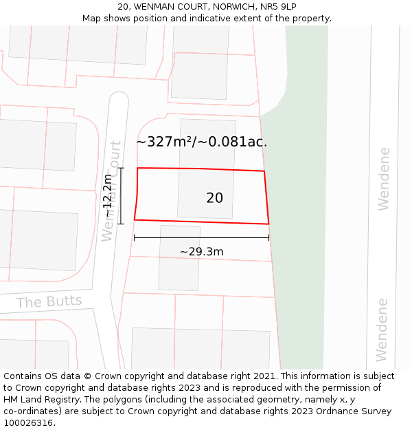 20, WENMAN COURT, NORWICH, NR5 9LP: Plot and title map