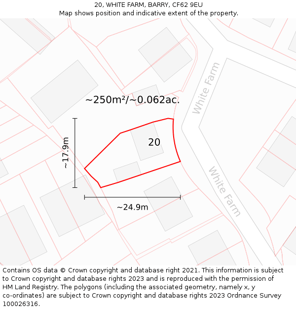 20, WHITE FARM, BARRY, CF62 9EU: Plot and title map