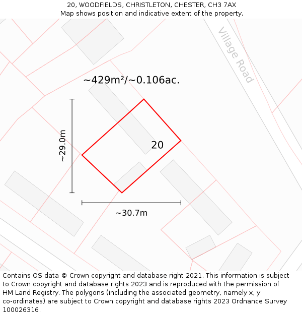 20, WOODFIELDS, CHRISTLETON, CHESTER, CH3 7AX: Plot and title map