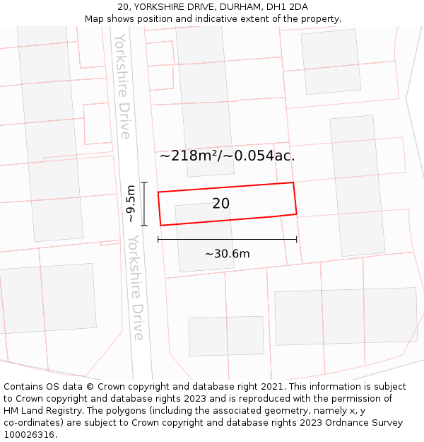 20, YORKSHIRE DRIVE, DURHAM, DH1 2DA: Plot and title map