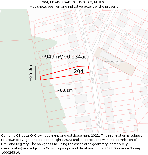 204, EDWIN ROAD, GILLINGHAM, ME8 0JL: Plot and title map