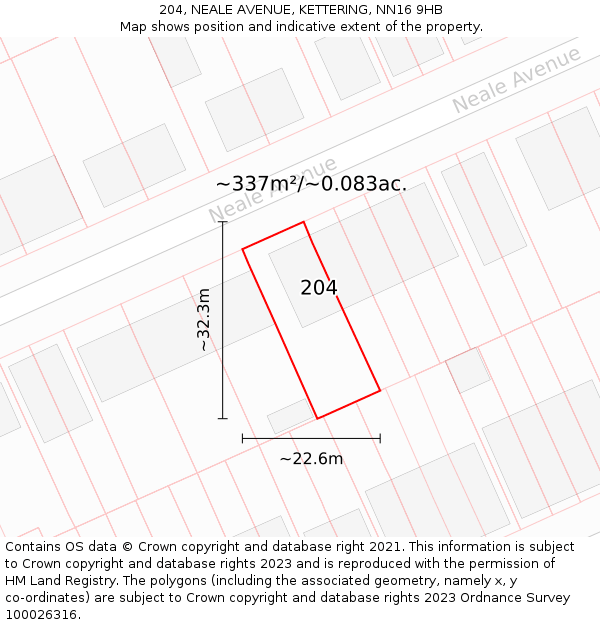 204, NEALE AVENUE, KETTERING, NN16 9HB: Plot and title map