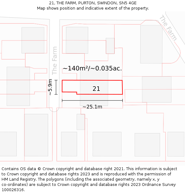 21, THE FARM, PURTON, SWINDON, SN5 4GE: Plot and title map