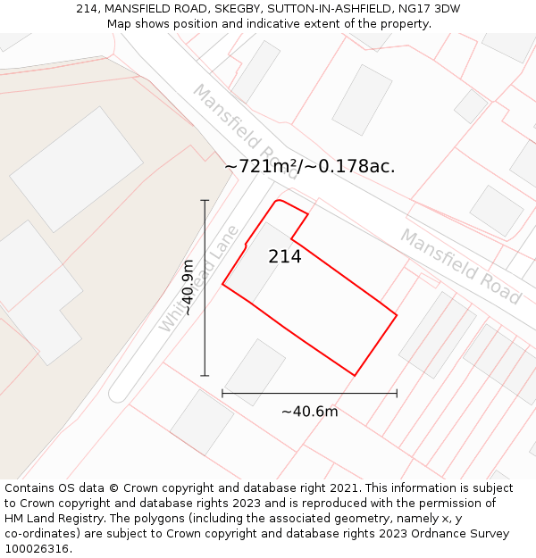 214, MANSFIELD ROAD, SKEGBY, SUTTON-IN-ASHFIELD, NG17 3DW: Plot and title map