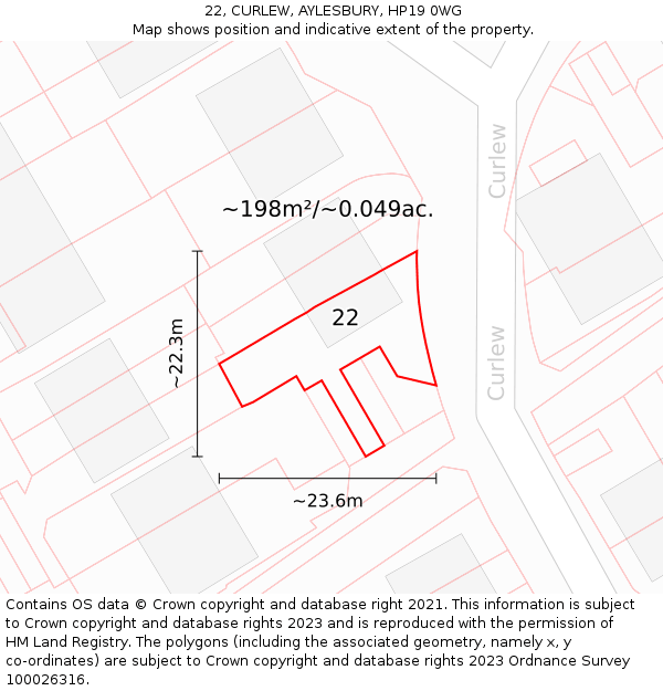 22, CURLEW, AYLESBURY, HP19 0WG: Plot and title map