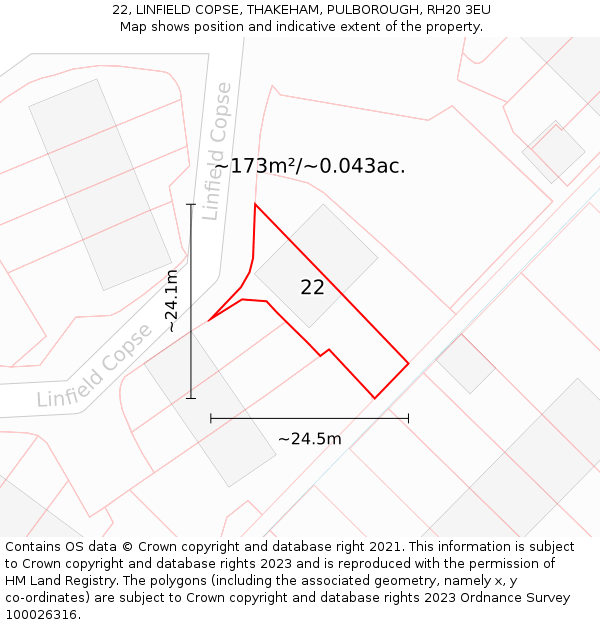 22, LINFIELD COPSE, THAKEHAM, PULBOROUGH, RH20 3EU: Plot and title map