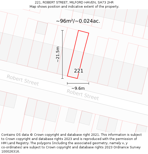 221, ROBERT STREET, MILFORD HAVEN, SA73 2HR: Plot and title map