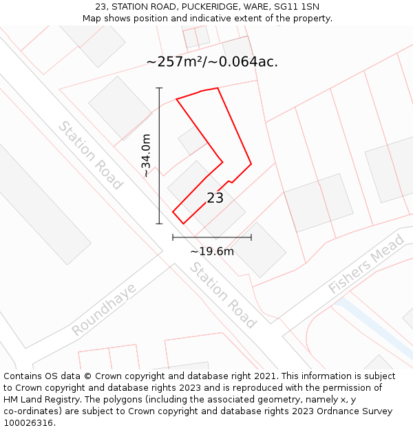 23, STATION ROAD, PUCKERIDGE, WARE, SG11 1SN: Plot and title map