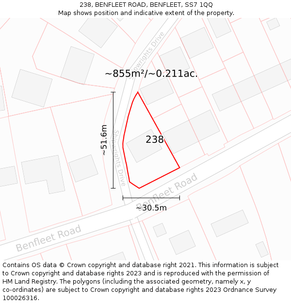 238, BENFLEET ROAD, BENFLEET, SS7 1QQ: Plot and title map
