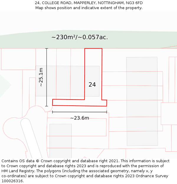 24, COLLEGE ROAD, MAPPERLEY, NOTTINGHAM, NG3 6FD: Plot and title map