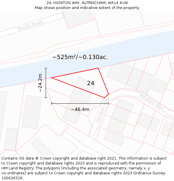 24, HONITON WAY, ALTRINCHAM, WA14 4UW: Plot and title map