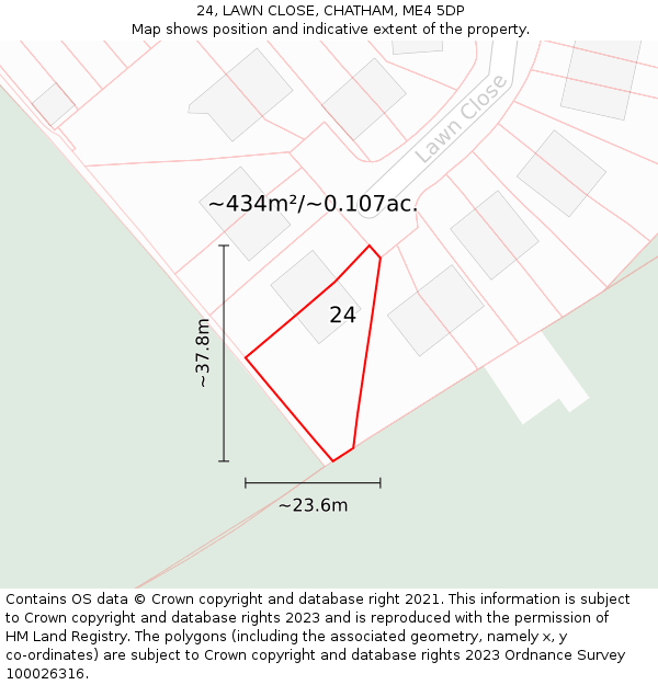 24, LAWN CLOSE, CHATHAM, ME4 5DP: Plot and title map