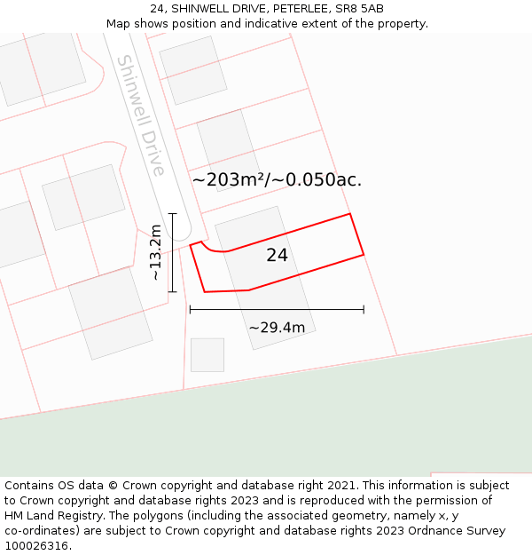 24, SHINWELL DRIVE, PETERLEE, SR8 5AB: Plot and title map