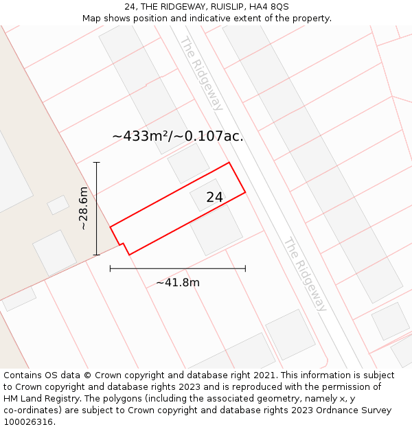 24, THE RIDGEWAY, RUISLIP, HA4 8QS: Plot and title map