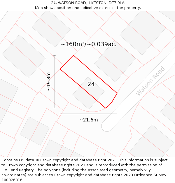 24, WATSON ROAD, ILKESTON, DE7 9LA: Plot and title map