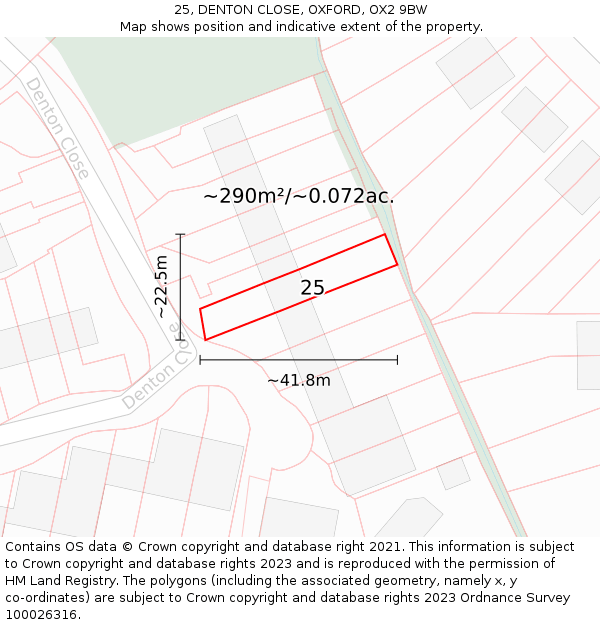 25, DENTON CLOSE, OXFORD, OX2 9BW: Plot and title map