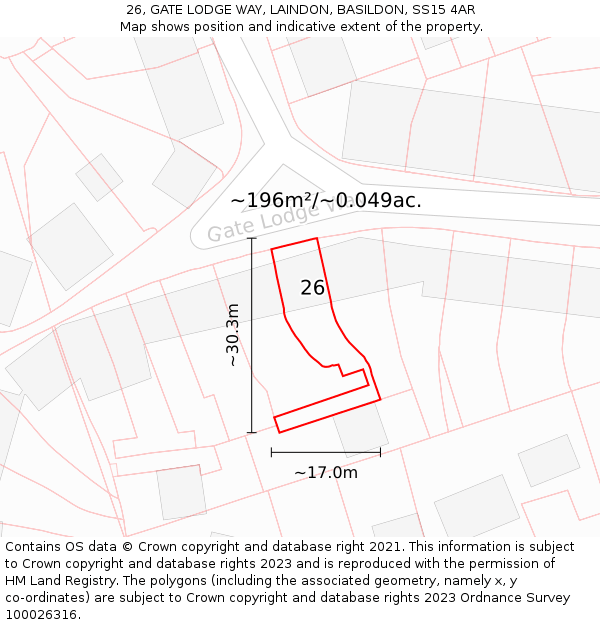 26, GATE LODGE WAY, LAINDON, BASILDON, SS15 4AR: Plot and title map