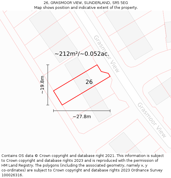 26, GRASMOOR VIEW, SUNDERLAND, SR5 5EG: Plot and title map