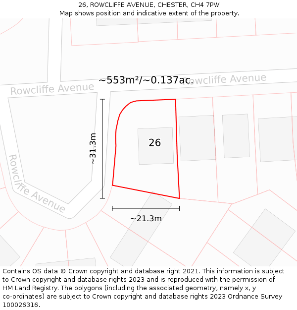 26, ROWCLIFFE AVENUE, CHESTER, CH4 7PW: Plot and title map