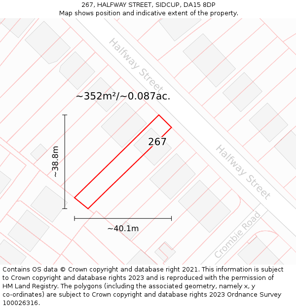 267, HALFWAY STREET, SIDCUP, DA15 8DP: Plot and title map