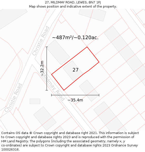 27, MILDMAY ROAD, LEWES, BN7 1PJ: Plot and title map