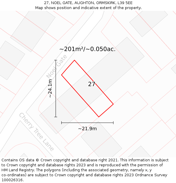 27, NOEL GATE, AUGHTON, ORMSKIRK, L39 5EE: Plot and title map