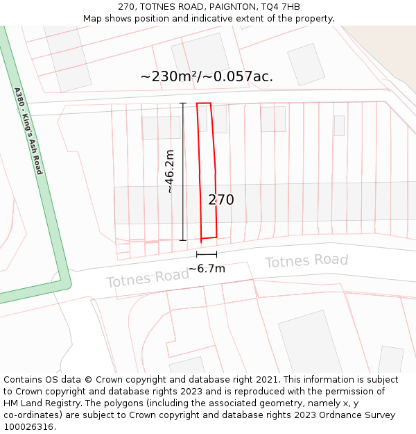 270, TOTNES ROAD, PAIGNTON, TQ4 7HB: Plot and title map