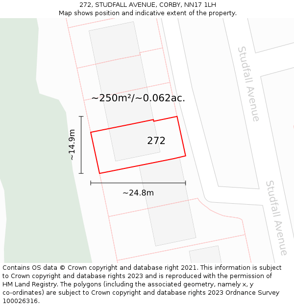 272, STUDFALL AVENUE, CORBY, NN17 1LH: Plot and title map