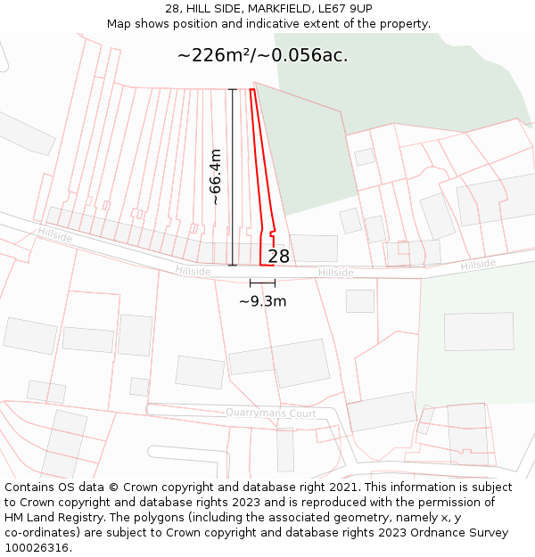 28, HILL SIDE, MARKFIELD, LE67 9UP: Plot and title map