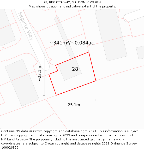28, REGATTA WAY, MALDON, CM9 6FH: Plot and title map