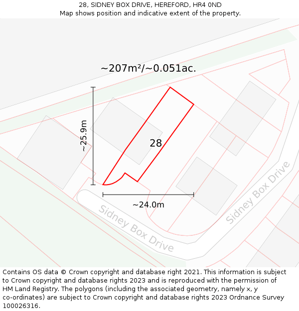 28, SIDNEY BOX DRIVE, HEREFORD, HR4 0ND: Plot and title map