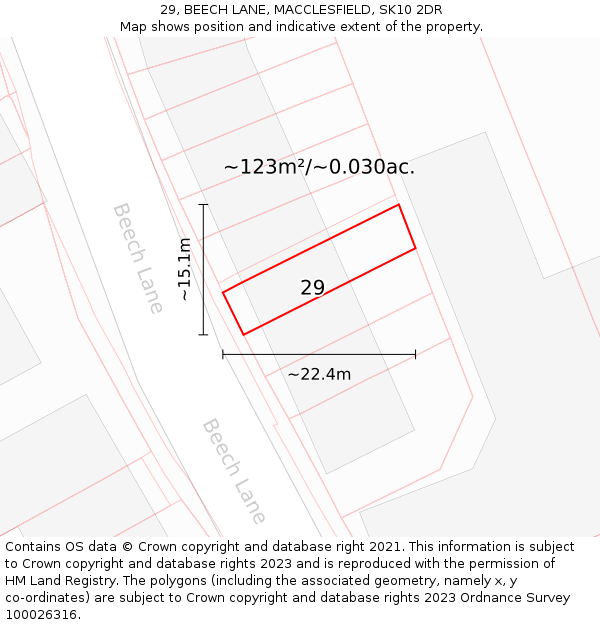 29, BEECH LANE, MACCLESFIELD, SK10 2DR: Plot and title map